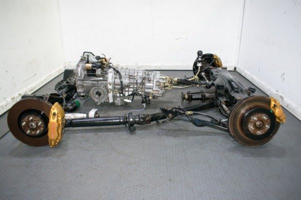 2002-2007 Subaru Impreza WRX STI Prodrive 6MT Ty856WB1CA Transmission Package with Brembo Calipers, R180 Differential, Axles, Driveshaft for Sale.
