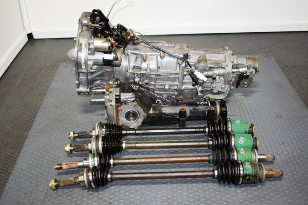 2000-2004 Subaru Legacy 5 Speed 5MT TY754VBBBA Pull Type Transmission with 4.11 Final Ratio with Axles For Sale.